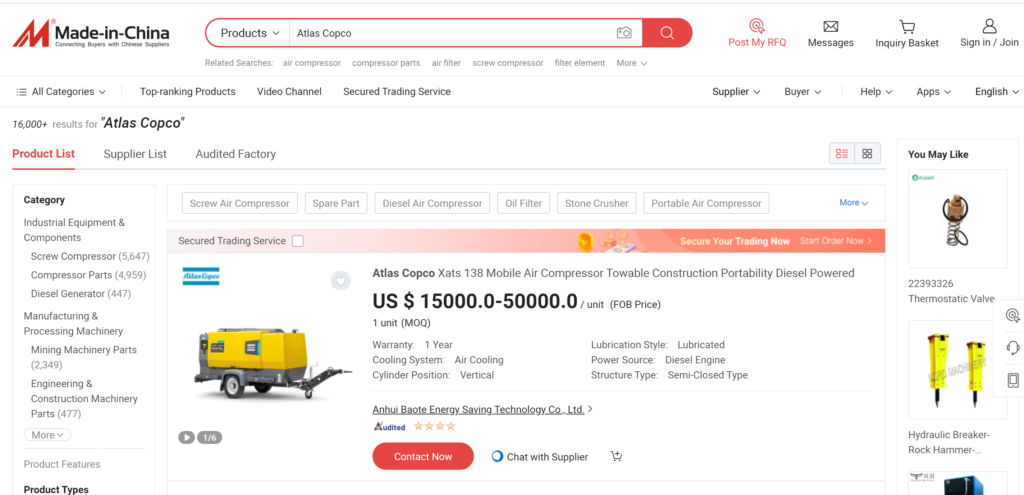 Atlas Copco made in china suppliers